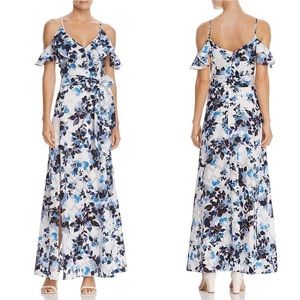 Eliza J Floral Print Cold Shoulder Maxi Dress